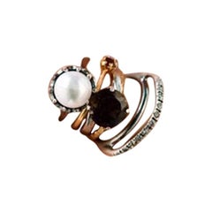 Mix Silver Gold Plated Set of 5 Rings Freshwater Pearl Crystals from Iosselliani