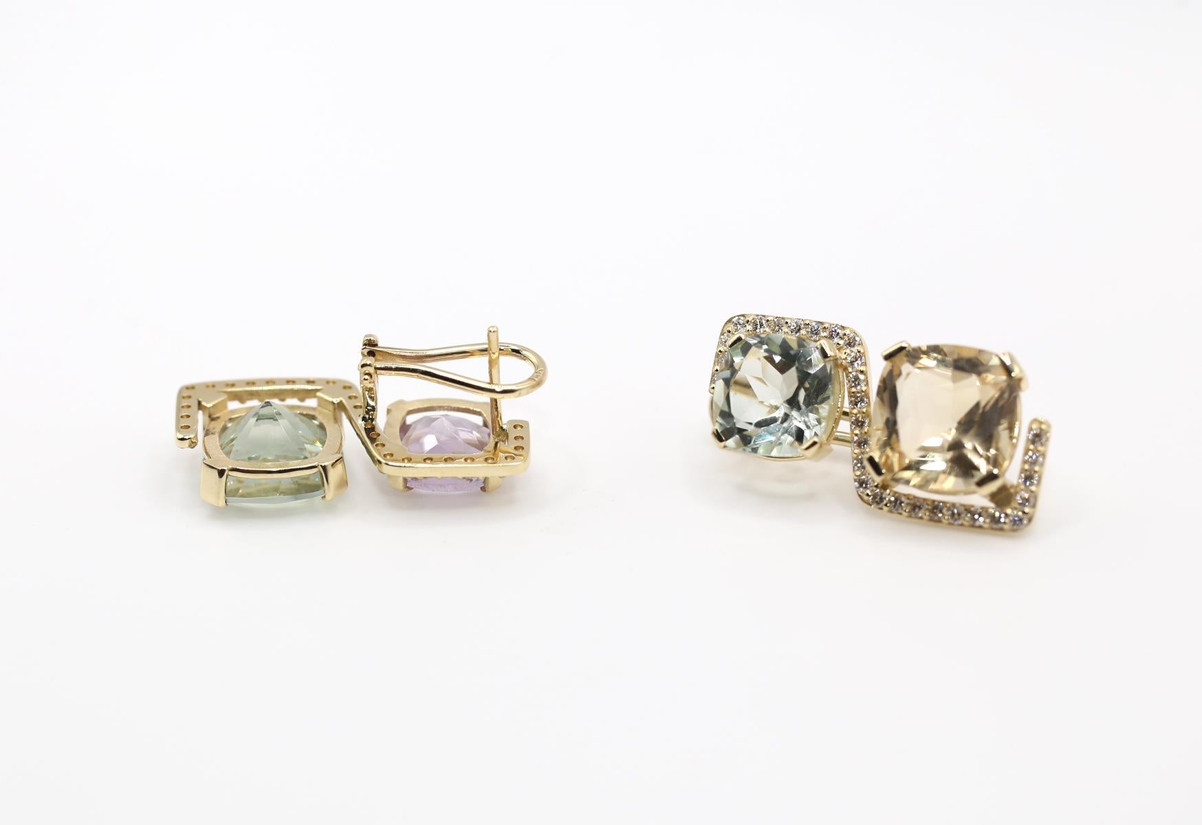 Mix Stones Diamanten Amethyst Grüner Granat Citrin Mode-Ohrringe, 2024 im Angebot 1