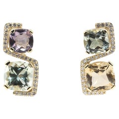 Mix Stones Diamanten Amethyst Grüner Granat Citrin Mode-Ohrringe, 2024