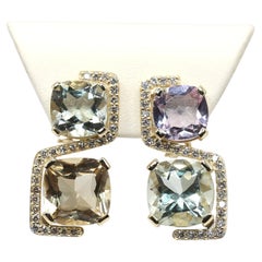 Mix Stones Diamonds Amethyst Green Garnet Citrine Fashion Earrings, 2024
