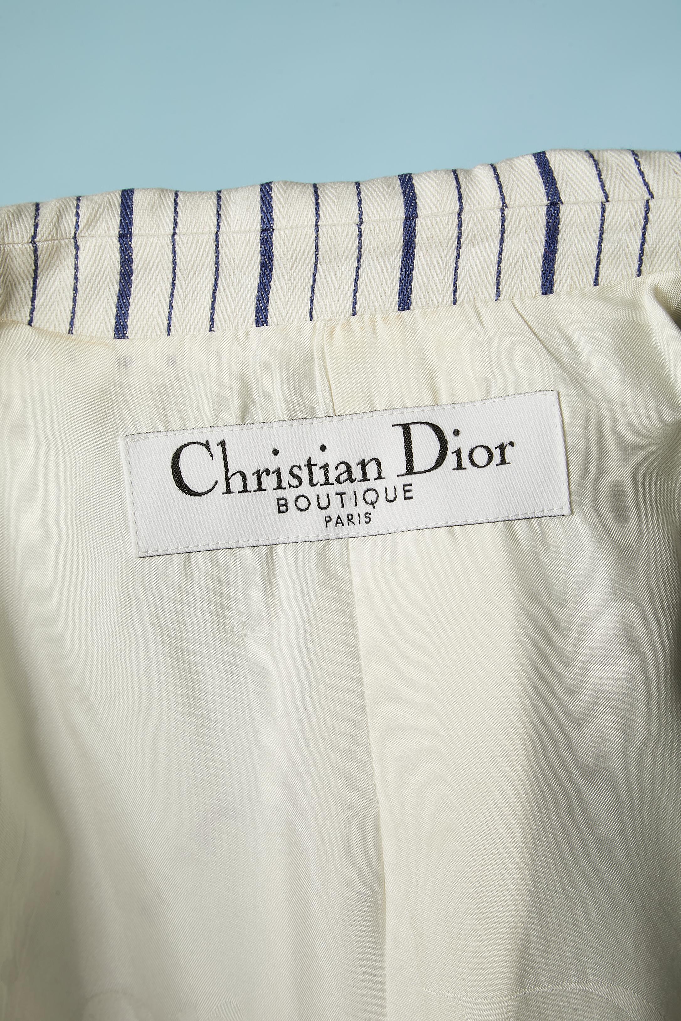 Mix stripes cotton & rayon  single breasted blazer Christian Dior Boutique 3