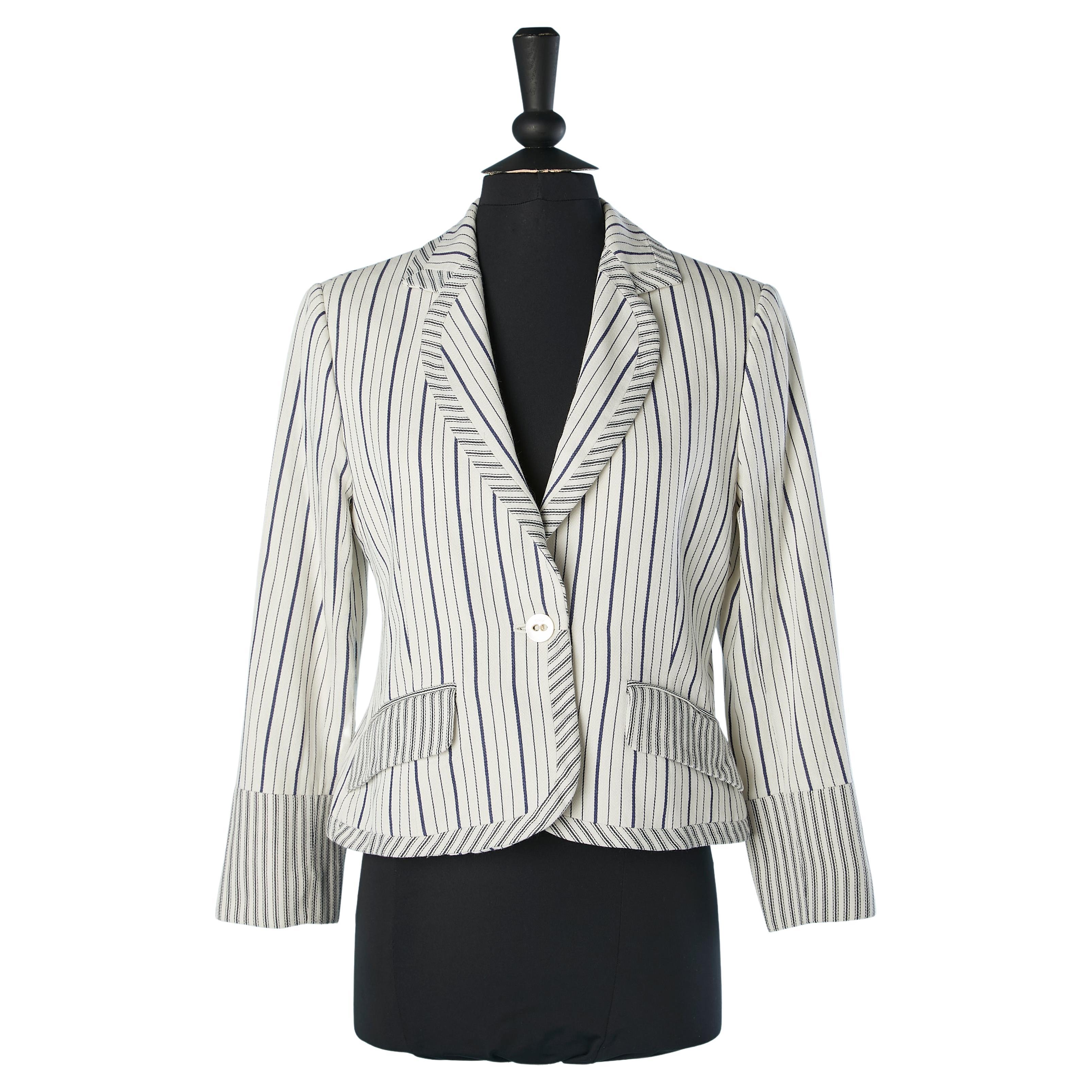 Mix stripes cotton & rayon  single breasted blazer Christian Dior Boutique 