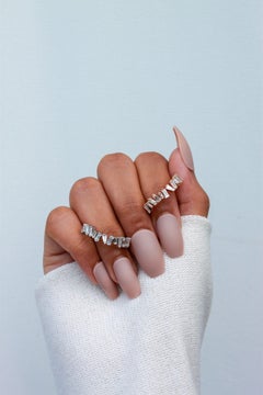 Mix Tapper Baguette Diamond Ring in 18K White Gold