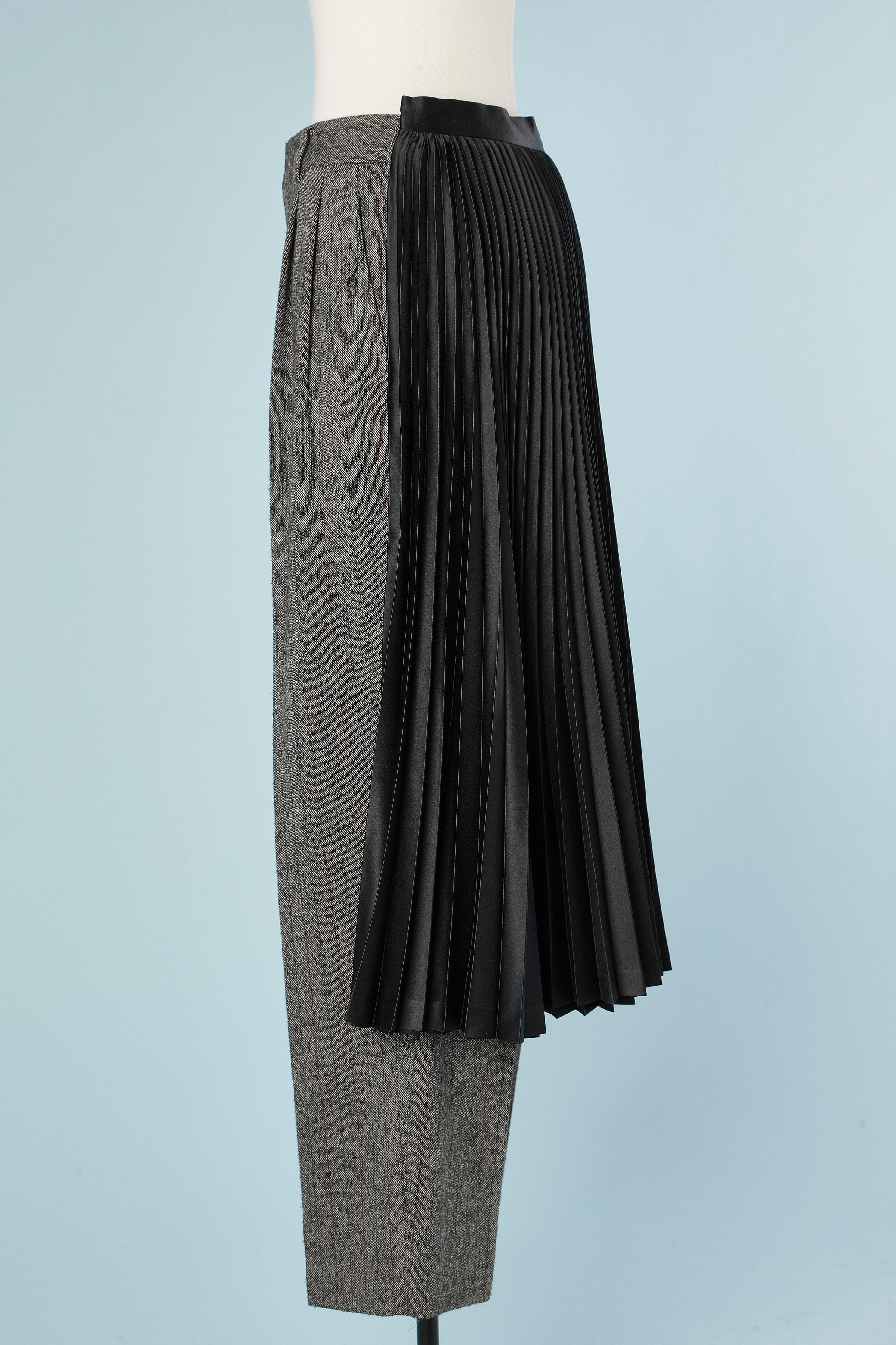 Mix tweed pants and black pleated skirt Comme de Garçons  In Excellent Condition For Sale In Saint-Ouen-Sur-Seine, FR