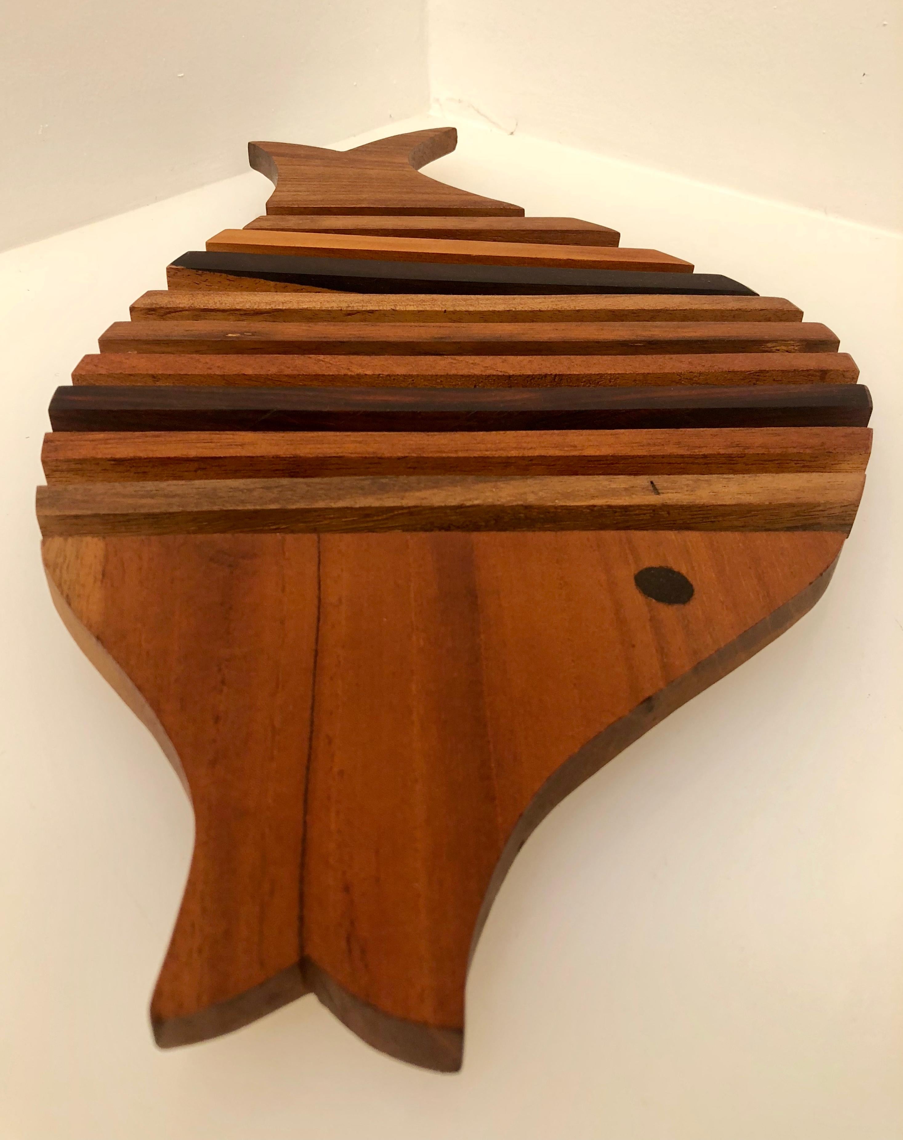 American Mix Wood Whimsical Mid-Century Modern Fish Trivet