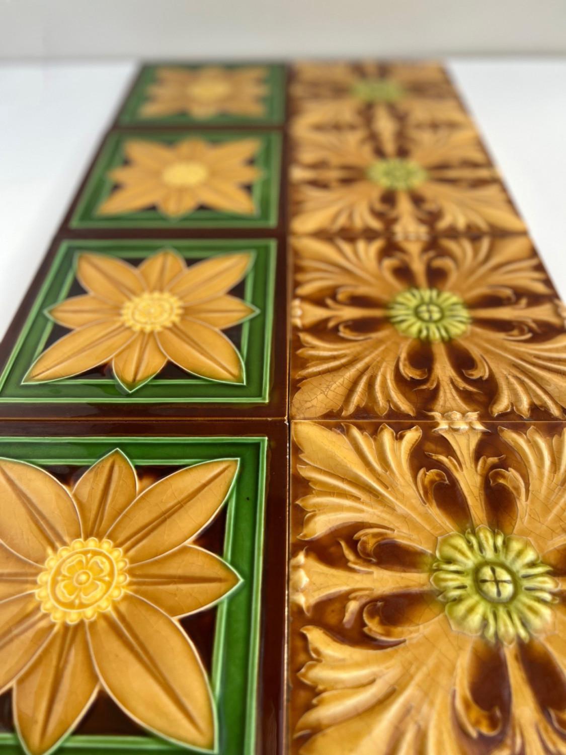 Mixed Art Deco Relief Tiles by Gilliot, Hemiksem, circa 1920 For Sale 5