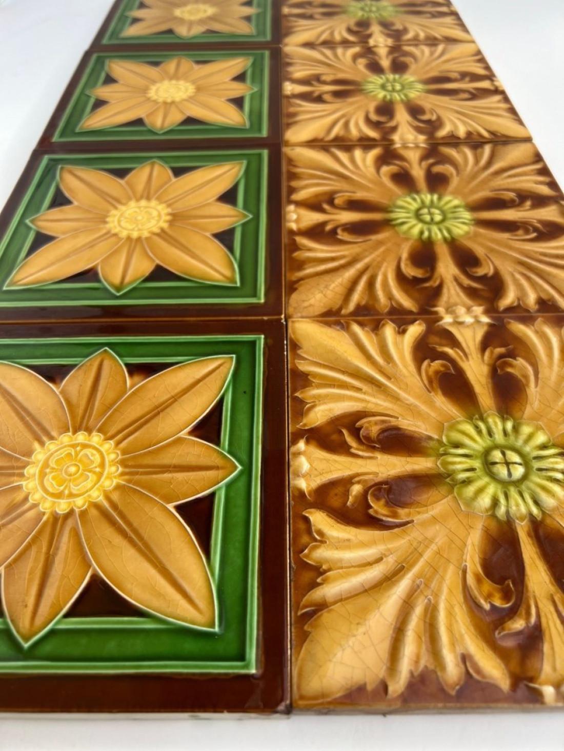 Mixed Art Deco Relief Tiles by Gilliot, Hemiksem, circa 1920 For Sale 9