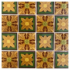 Mixed Art Deco Relief Tiles by Gilliot, Hemiksem, circa 1920