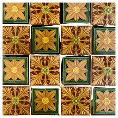 Mixed Art Deco Relief Tiles by Gilliot, Hemiksem, circa 1920