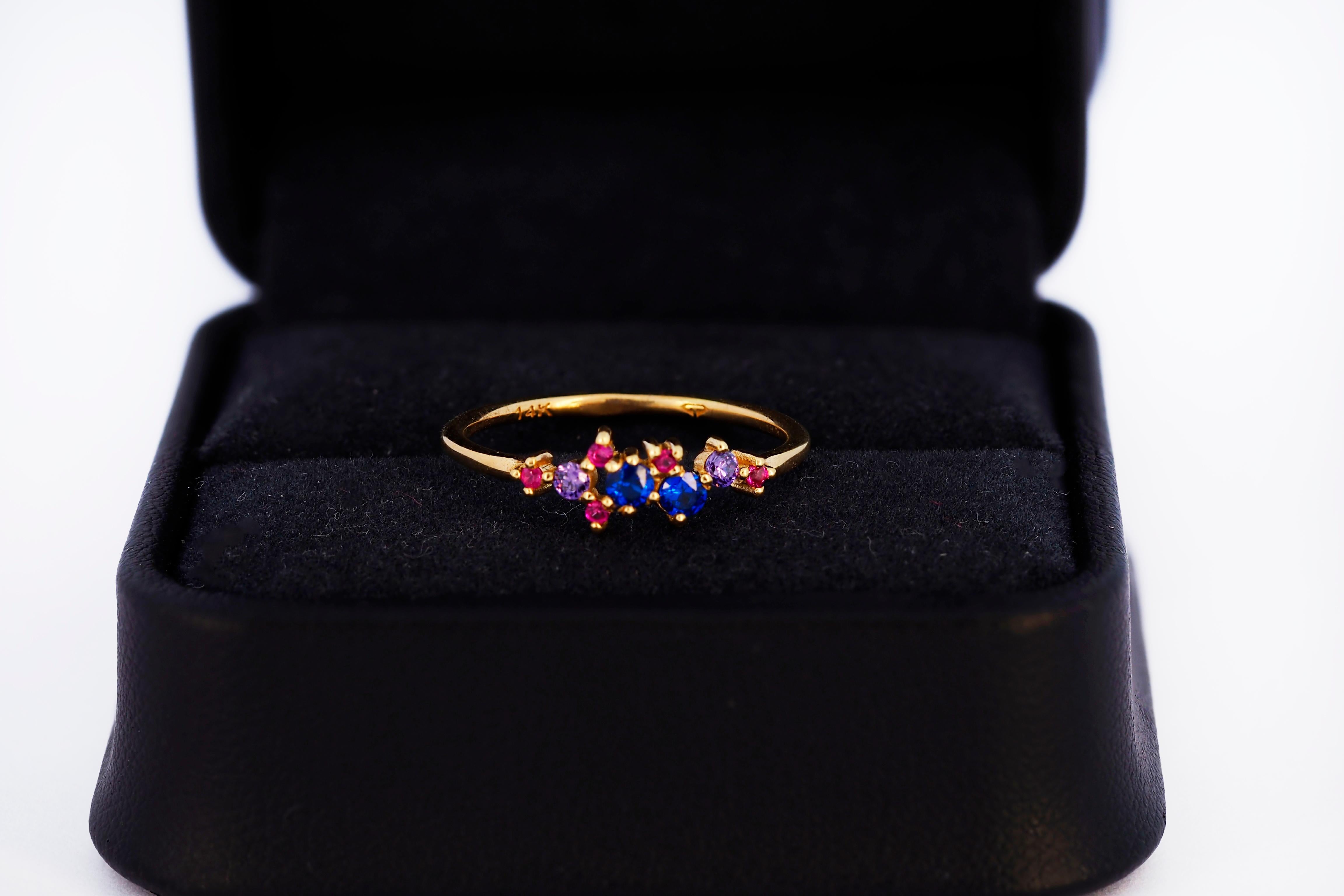 For Sale:  Mixed color cluster 14k gold engagement ring. 3