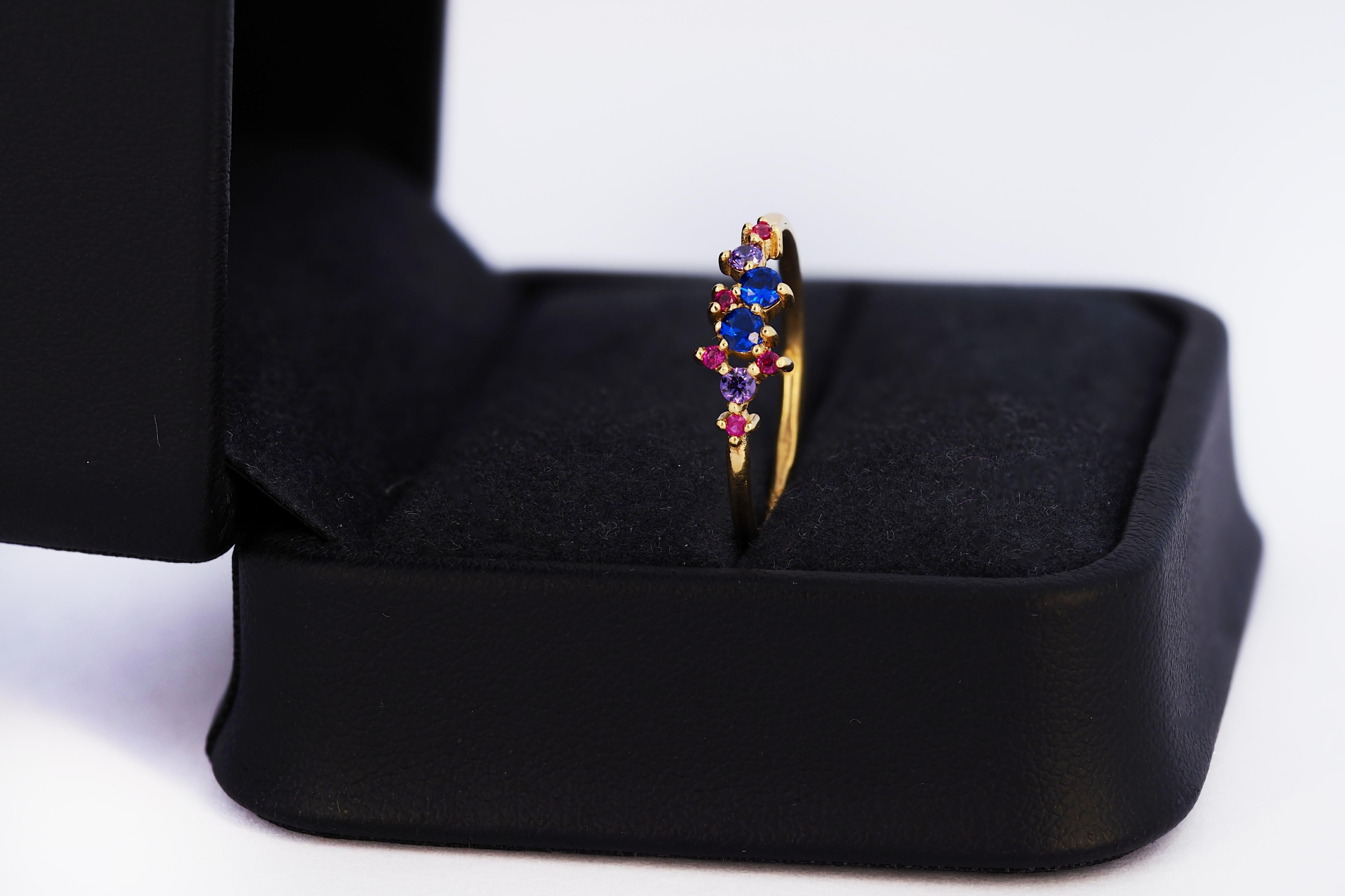 For Sale:  Mixed color cluster 14k gold engagement ring 3