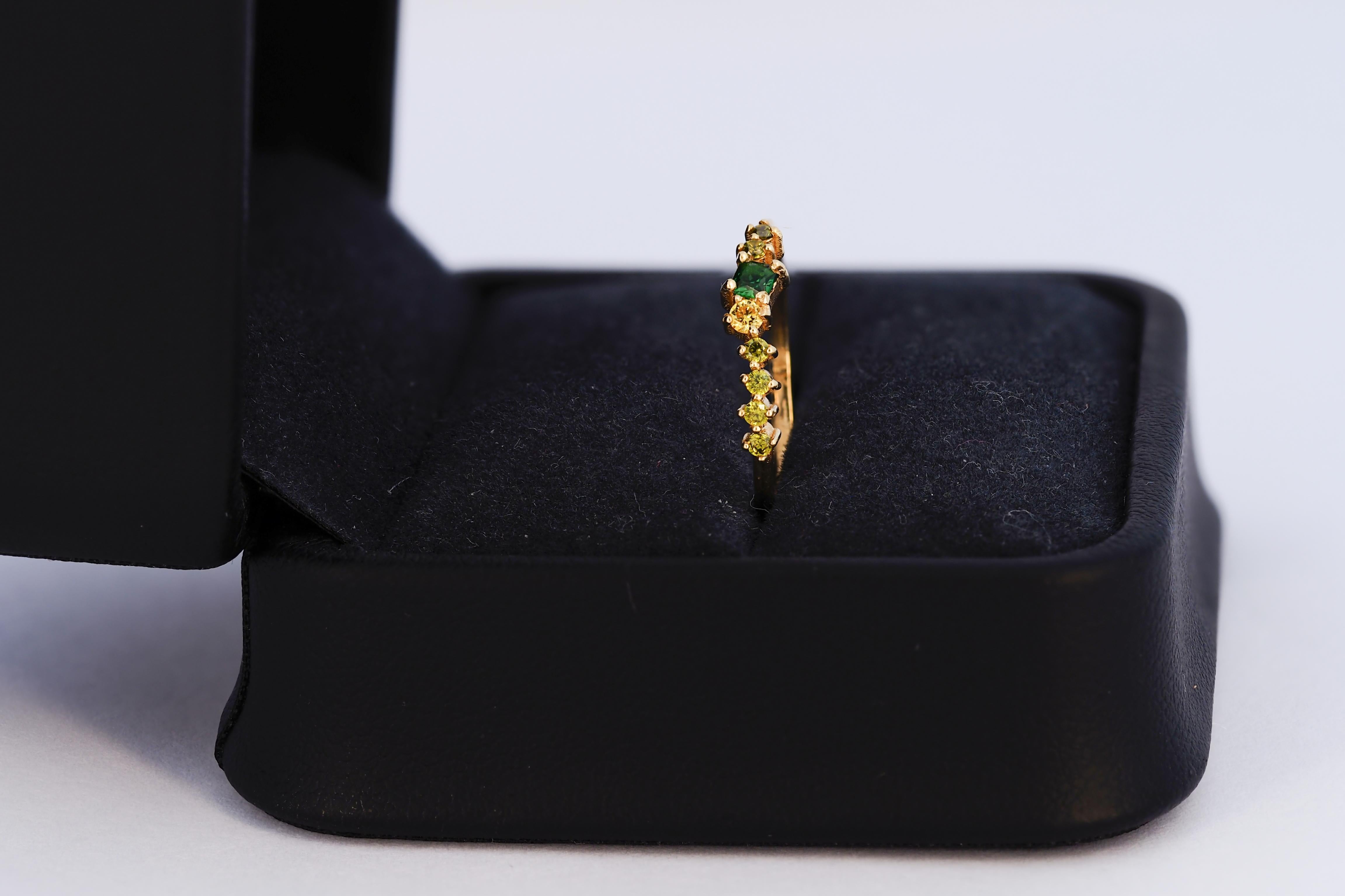 For Sale:  Mixed color cluster 14k gold engagement ring 4