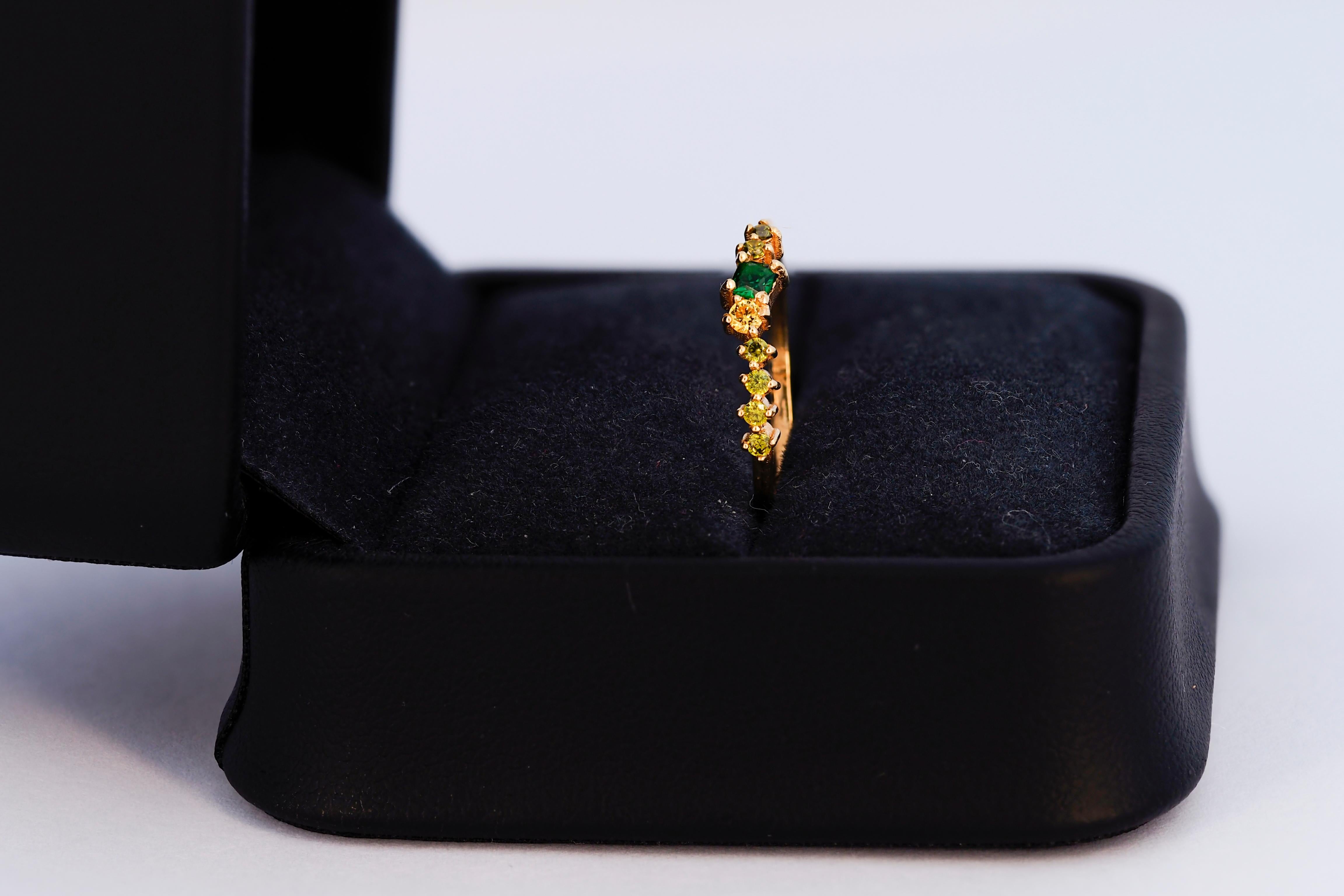 For Sale:  Mixed color cluster 14k gold engagement ring.  5