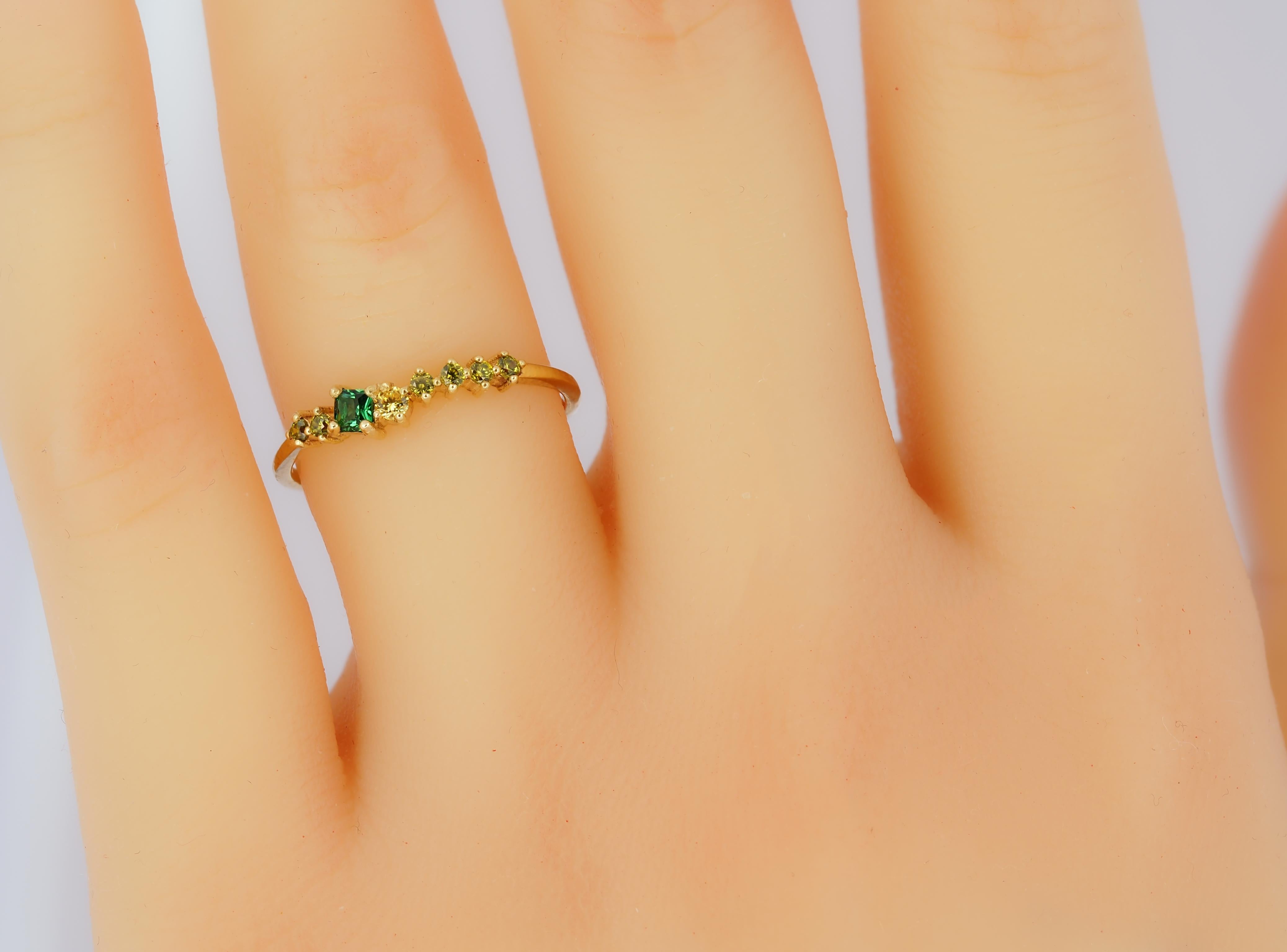 For Sale:  Mixed color cluster 14k gold engagement ring 5
