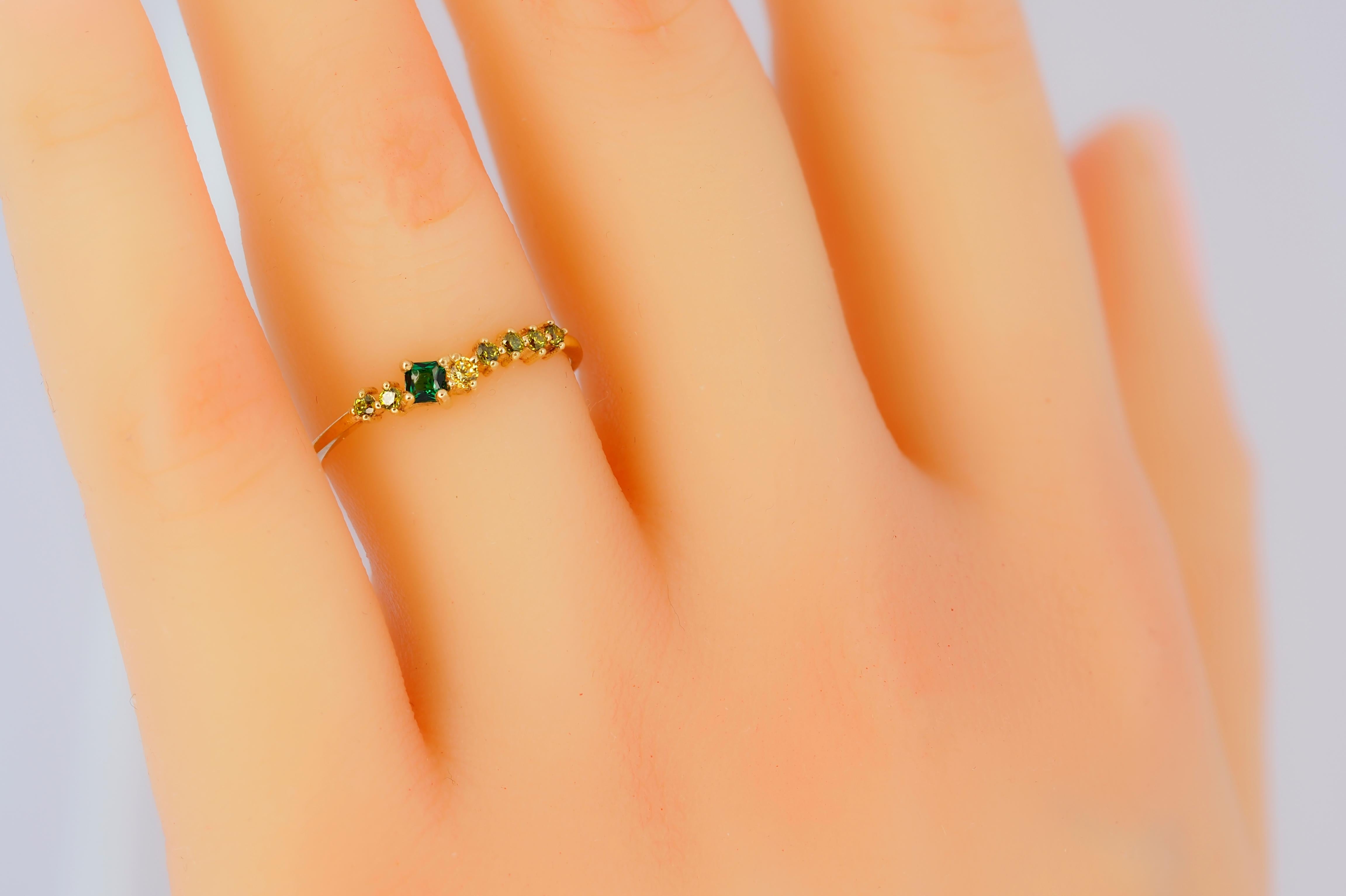 For Sale:  Mixed color cluster 14k gold engagement ring. 8
