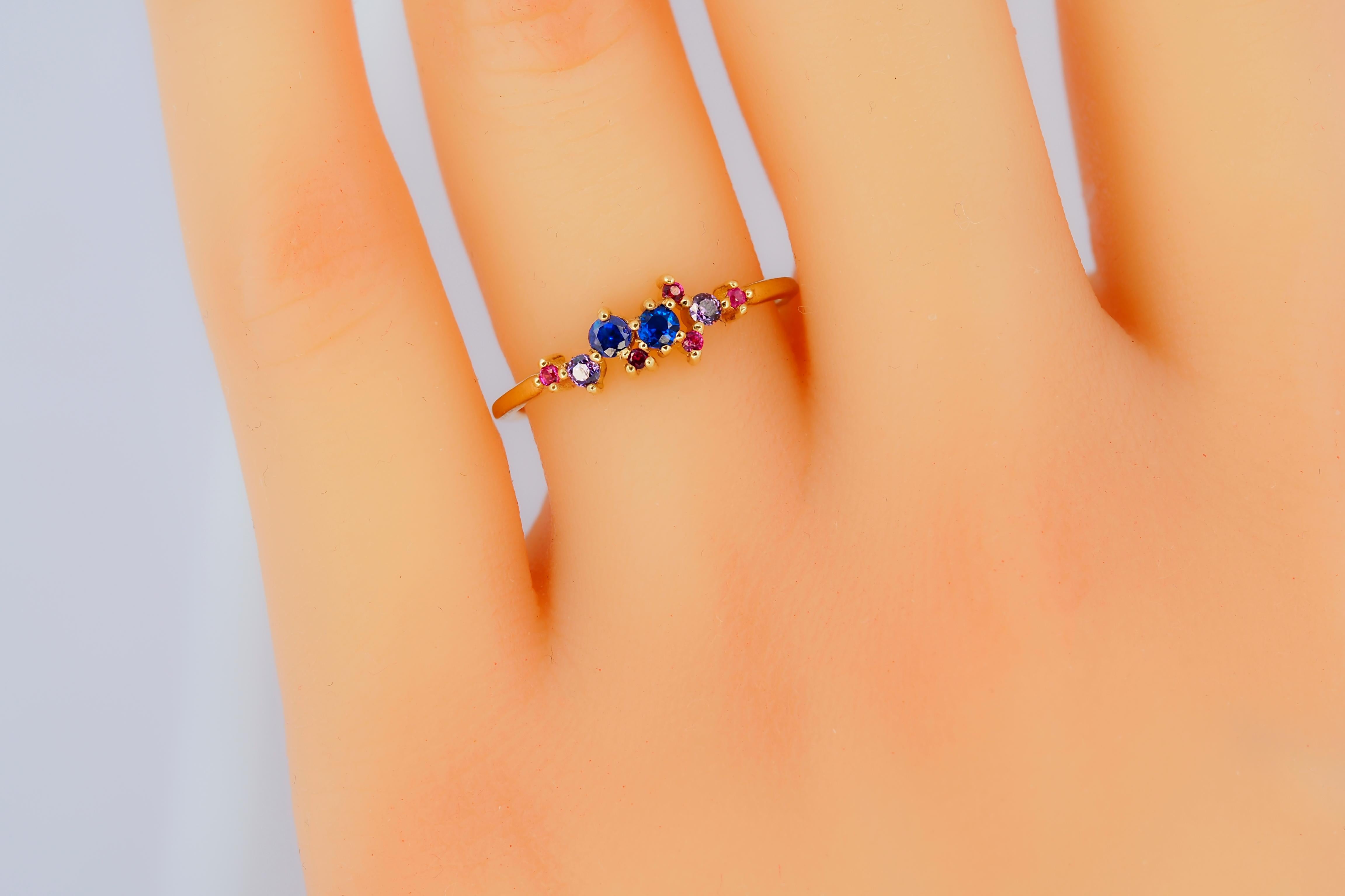 For Sale:  Mixed color cluster 14k gold engagement ring. 8