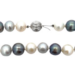 Mixed-Color Pearl Beaded Necklace with 14K White Gold Clasp