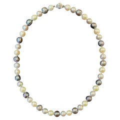Mixed-Color Pearl Beaded Necklace with 14K White Gold Clasp