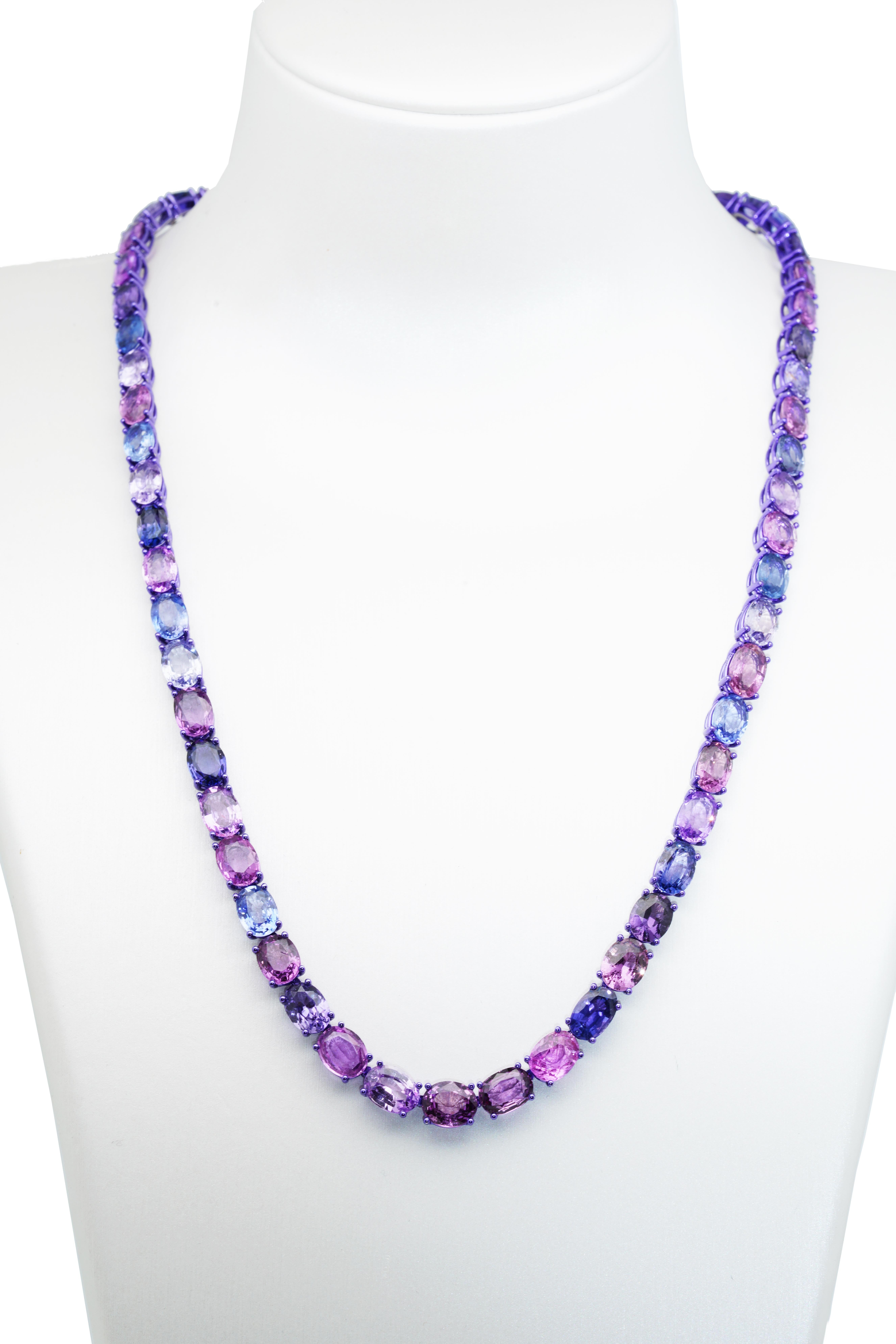 Modern Mixed-Color Sapphire Eternity Necklace, 18K Gold, Austy Lee