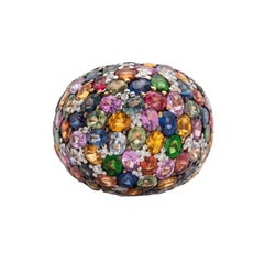 Mixed Colored Sapphire and Diamond Ring