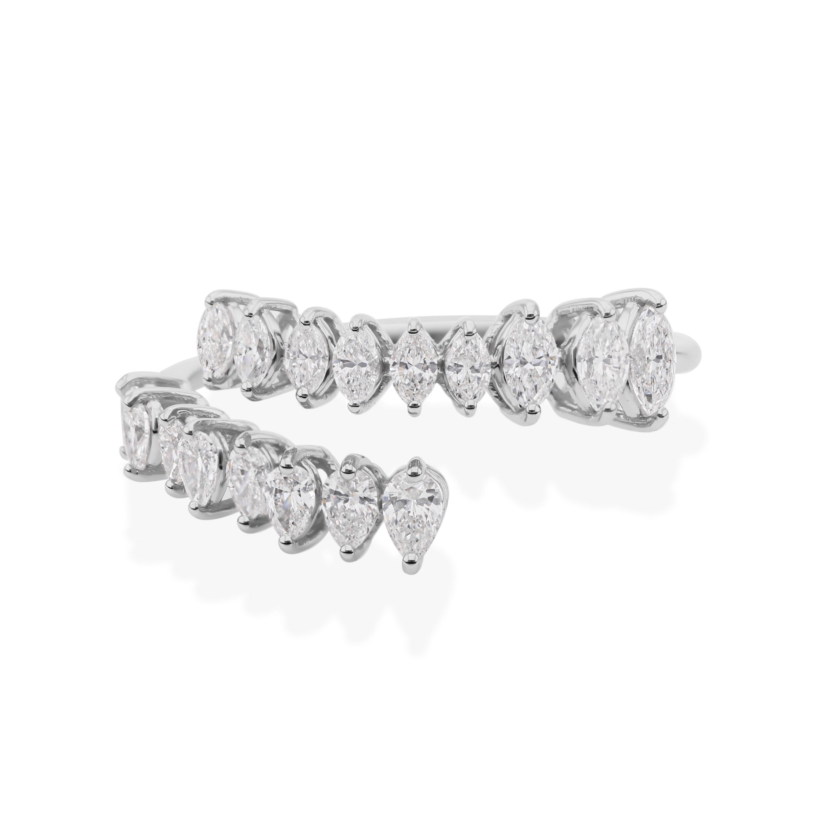 Im Angebot: Gemischter Schliff 0,72Kt natürlicher Diamant Verlobungsring 14 Karat Weißgold () 7