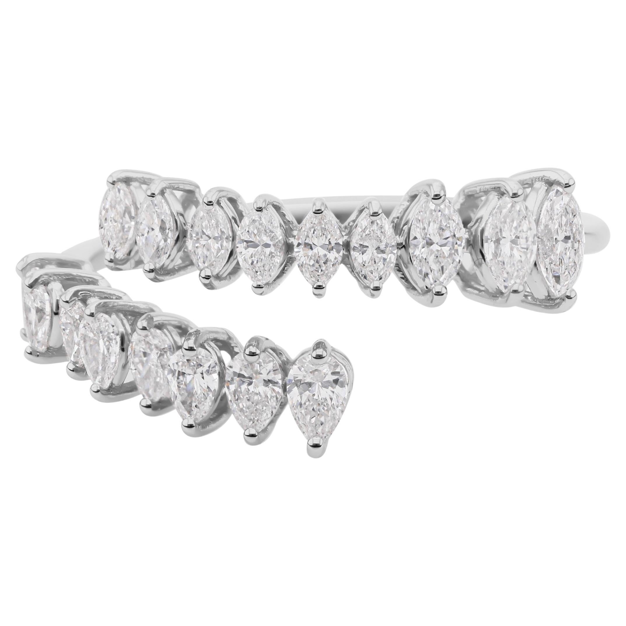 Gemischter Schliff 0,72Kt natürlicher Diamant Verlobungsring 14 Karat Weißgold