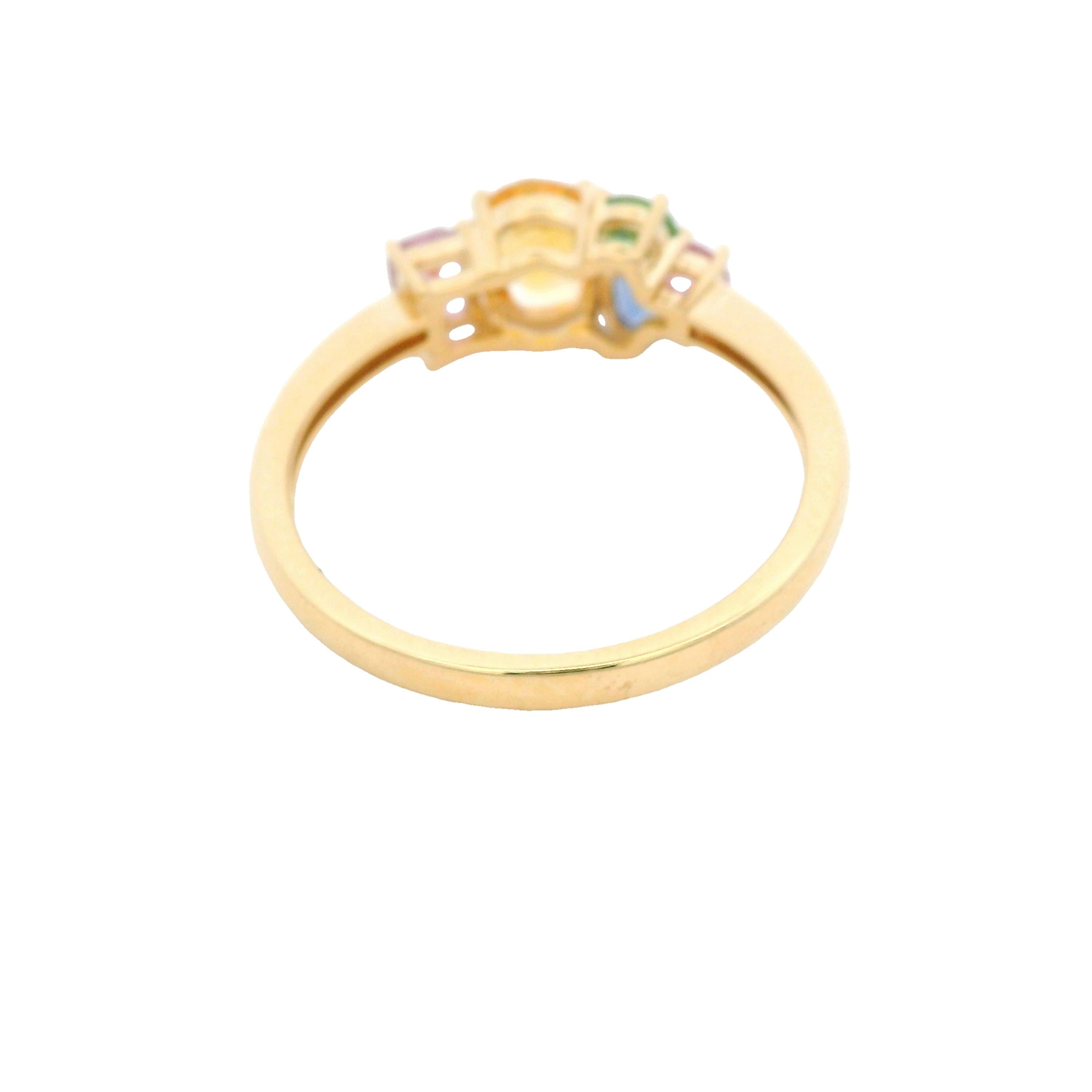 Bague en or jaune 14 carats avec saphir fantaisie de 1,47 carat de taille mixte Neuf - En vente à Hong Kong, HK
