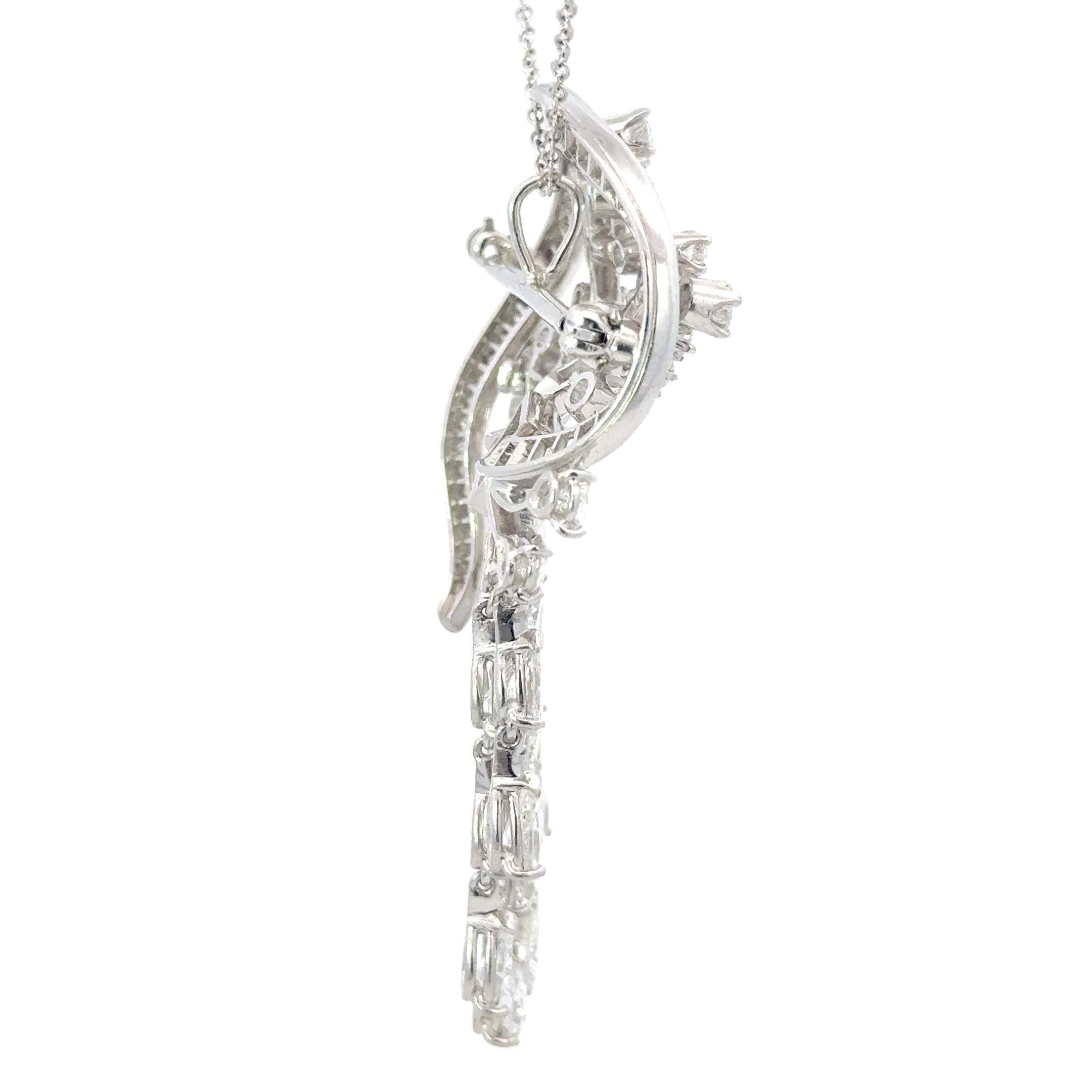 Broche/pendentif en diamant 16ctw de taille mixte en platine Excellent état - En vente à Dallas, TX