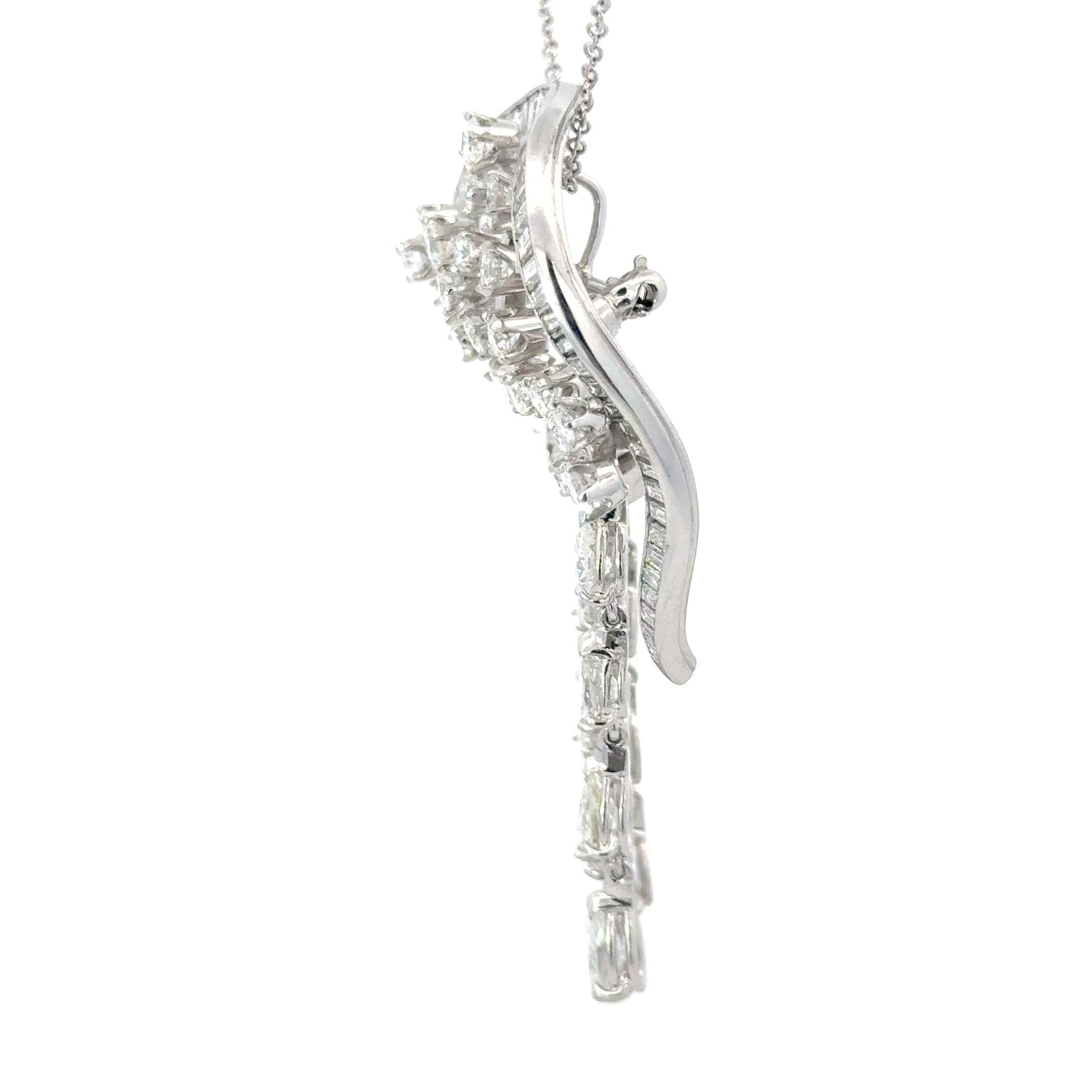 Broche/pendentif en diamant 16ctw de taille mixte en platine Unisexe en vente