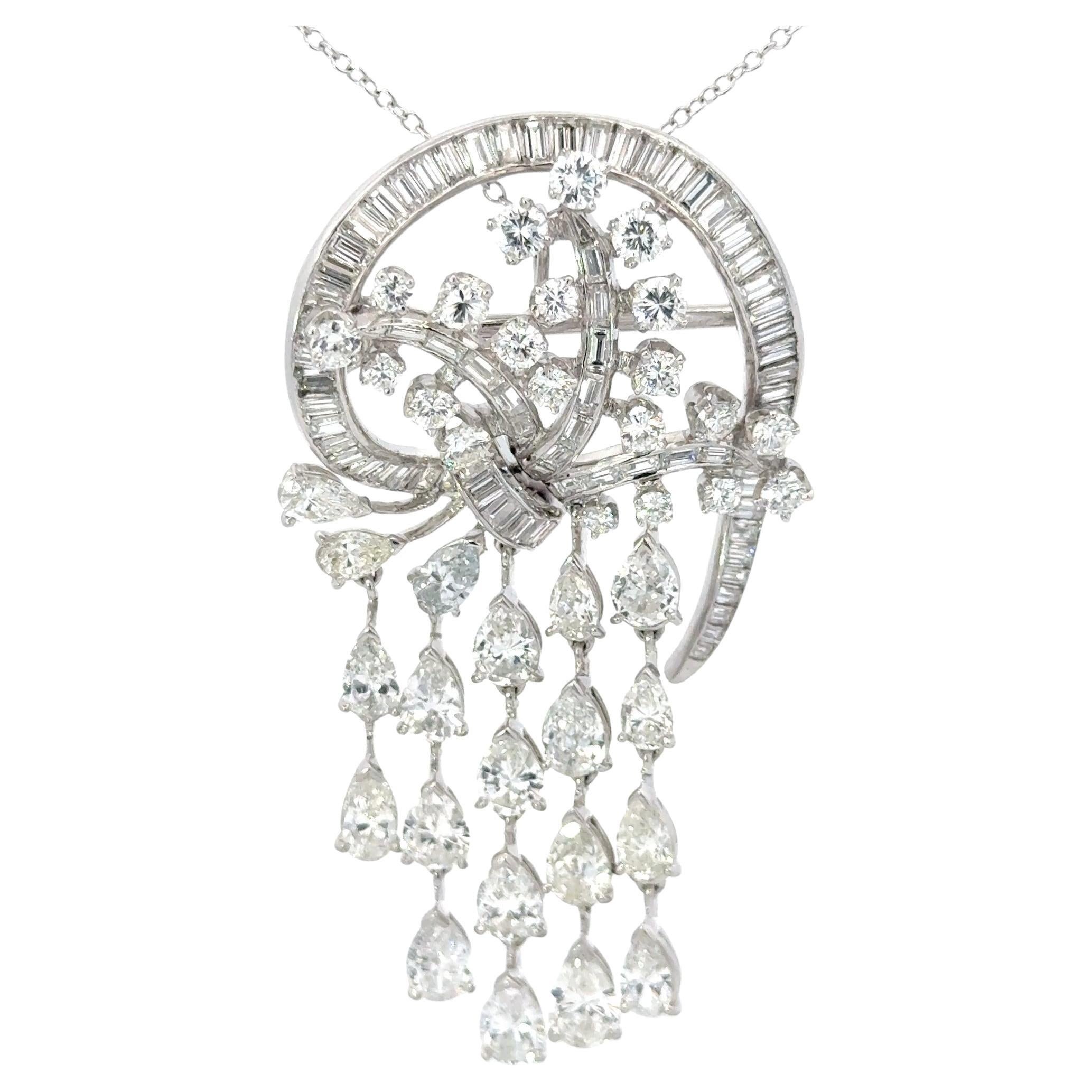 Mixed Cut 16ctw Diamond Pin/Pendant Platinum