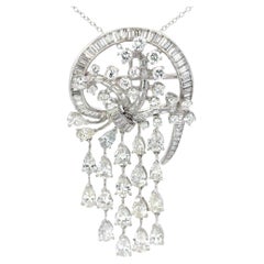 Broche/pendentif en diamant 16ctw de taille mixte en platine
