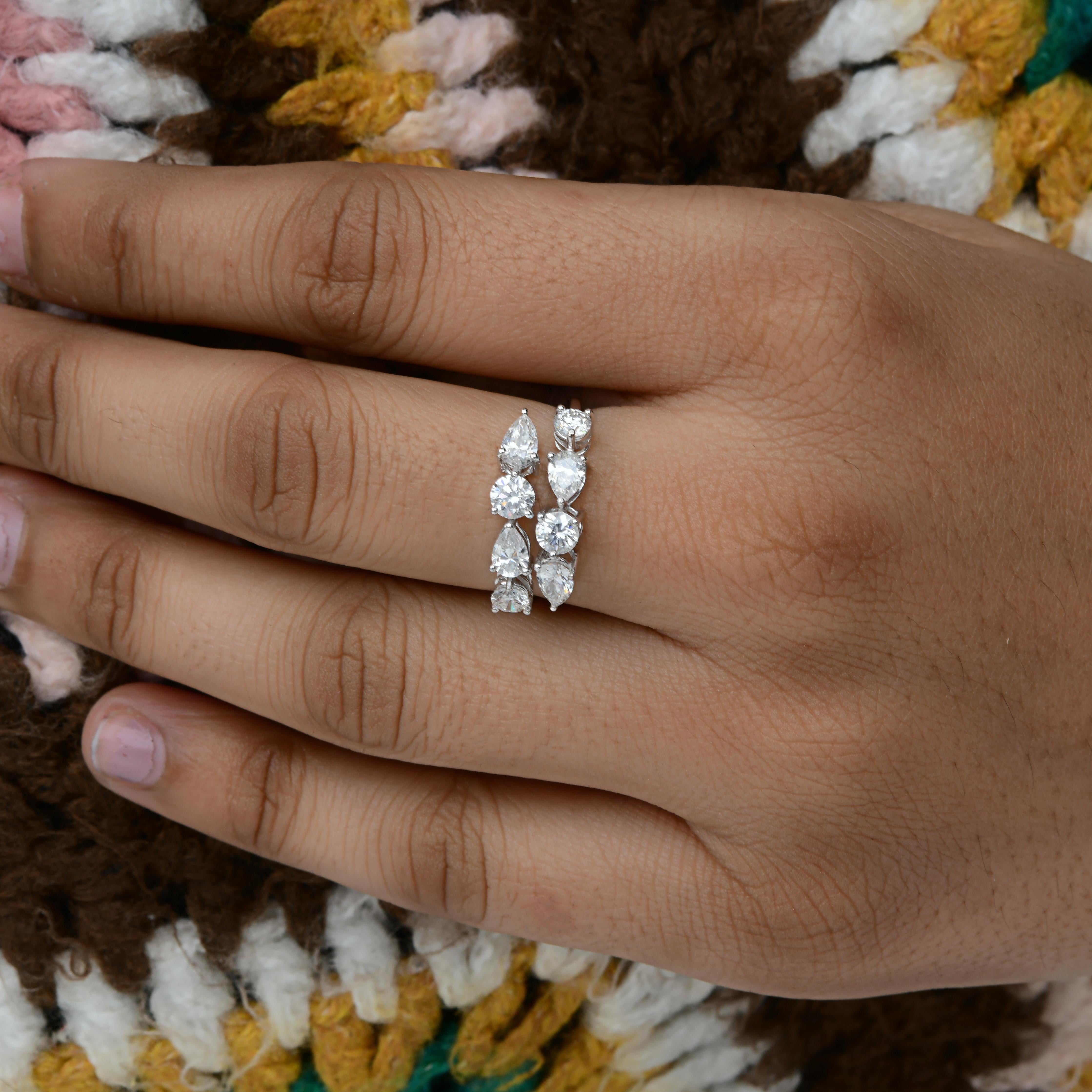 in vendita:  Anello aperto con diamante naturale a taglio misto da 1,73 carati e avvolgente in oro bianco 14 carati 2