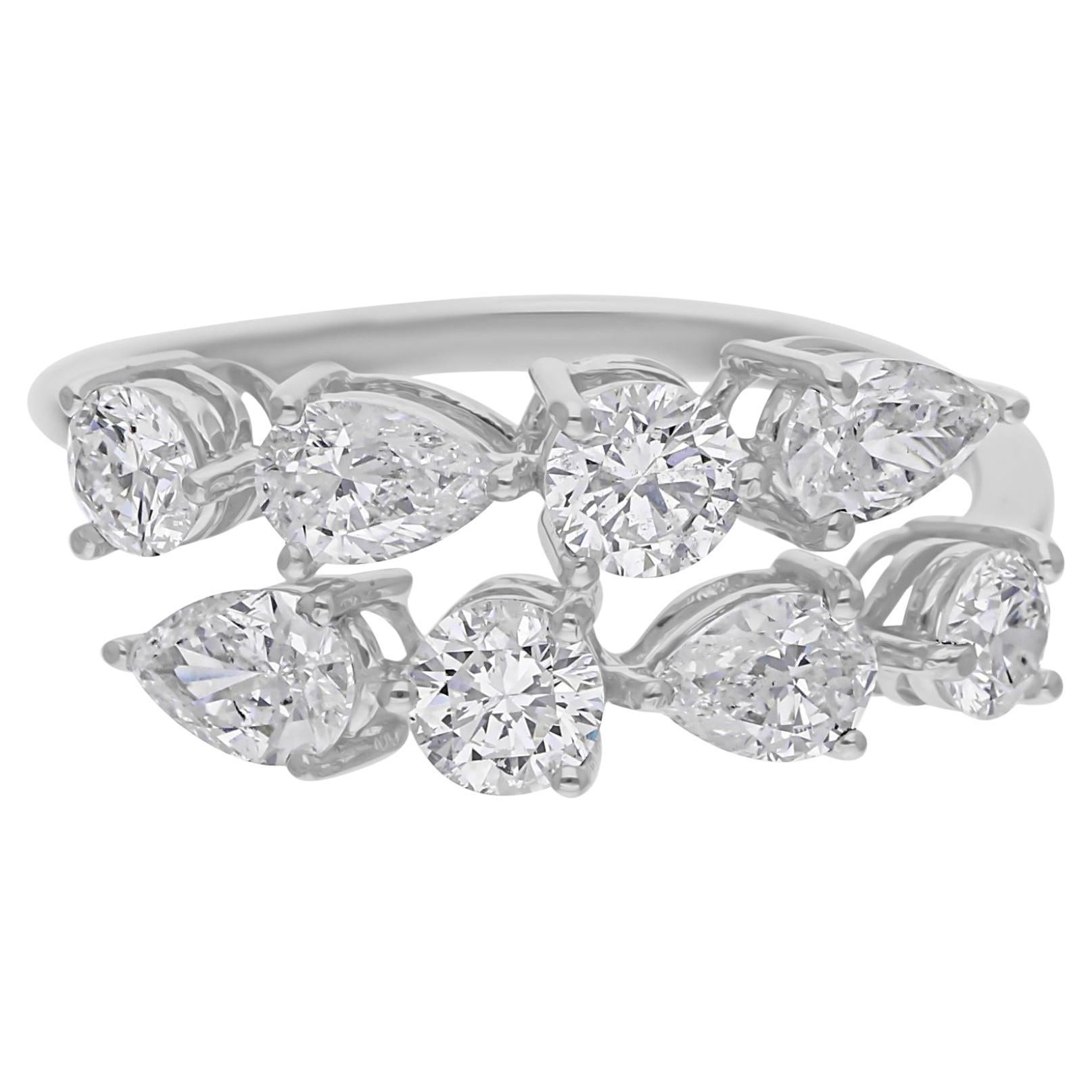 in vendita:  Anello aperto con diamante naturale a taglio misto da 1,73 carati e avvolgente in oro bianco 14 carati 5