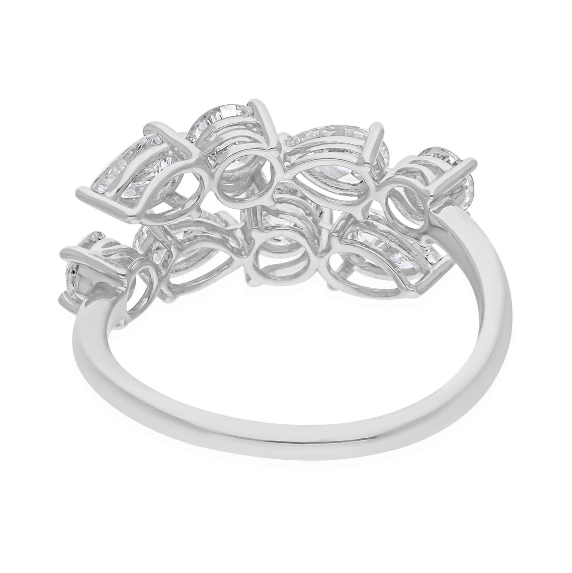 in vendita:  Anello aperto con diamante naturale a taglio misto da 1,73 carati e avvolgente in oro bianco 14 carati 6