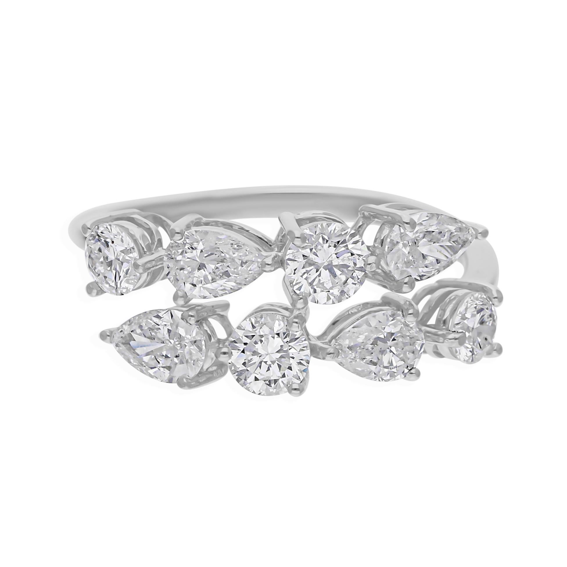 in vendita:  Anello aperto con diamante naturale a taglio misto da 1,73 carati e avvolgente in oro bianco 14 carati 9