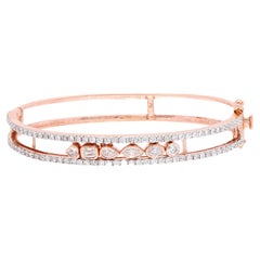 Mixed Cut 2.30Ct Natural Diamond Bangle Bracelet In 14K Rose Gold Jewelry