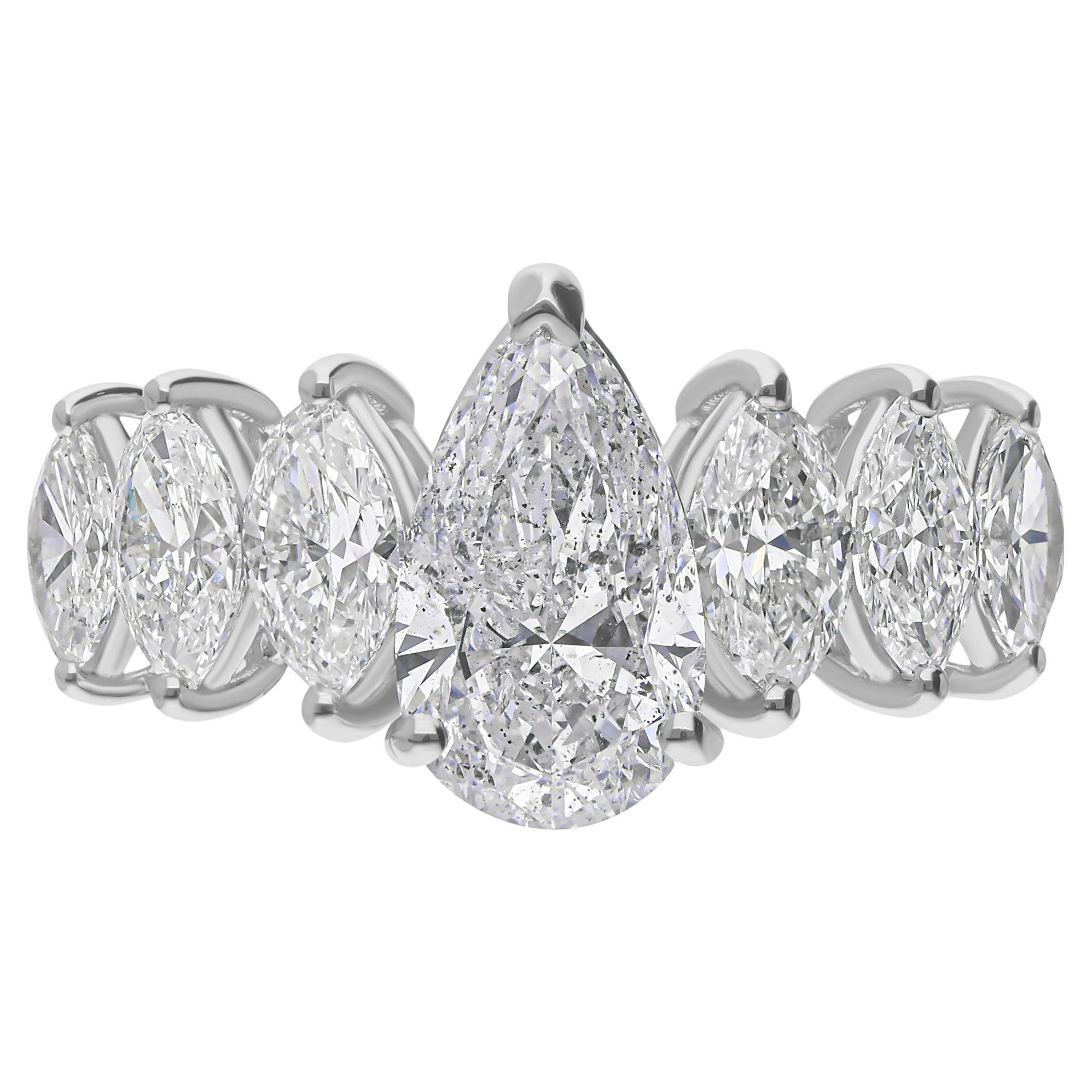 Anillo de media banda de compromiso de diamantes naturales de talla mixta de 2,87 ct y oro blanco de 14 quilates