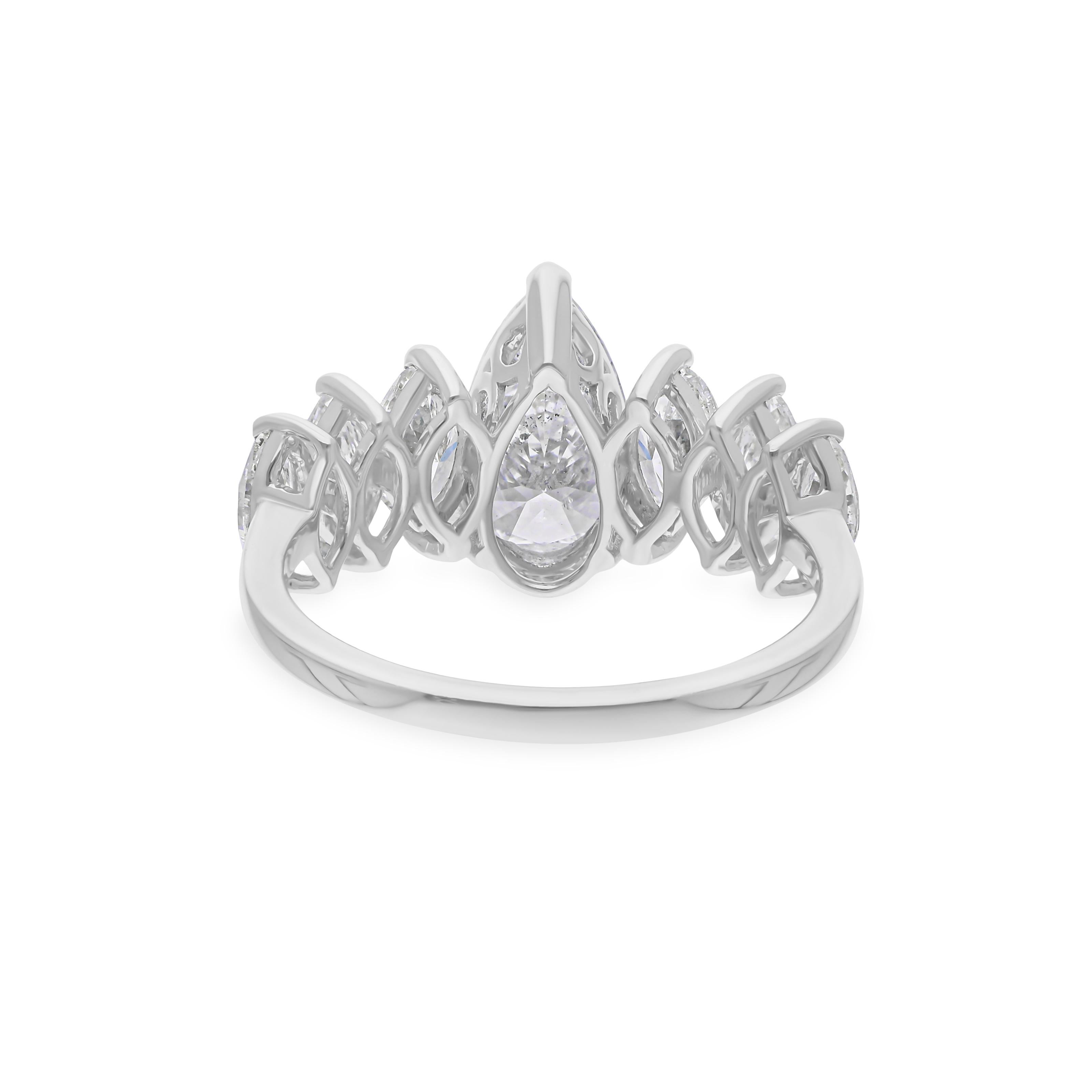 En venta: Anillo de media banda de compromiso de diamantes naturales de talla mixta de 2,87 qt y oro blanco de 18 quilates  7