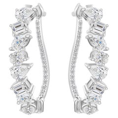 Hoop-Ohrringe mit naturbelassenen Diamanten im Mixed-Cut, 3,25 Karat, handgefertigt aus 18-karätigem Weißgold
