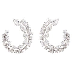 Gemischter Schliff 3,30 Ct zertifizierte Diamant-Reifen-Ohrringe 18k Weißgold