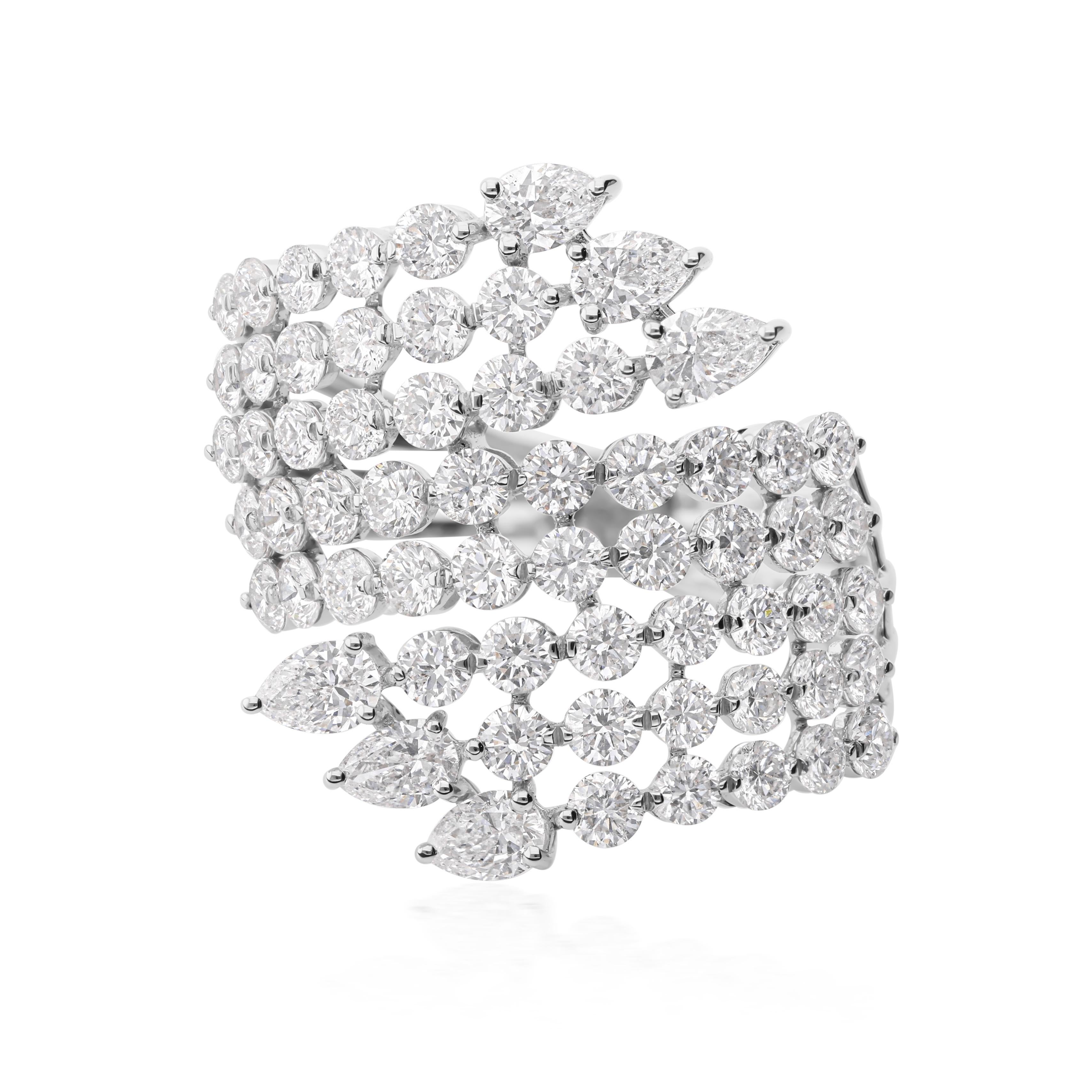 Gemischter Schliff 3.81Ct Natürliche Diamanten Cluster Ring 14K Weißgold Alle Tarife gezahlt