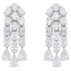 Boucles d'oreilles pendantes en or blanc massif 14K avec diamant naturel de 5,94 carats et taille mixte