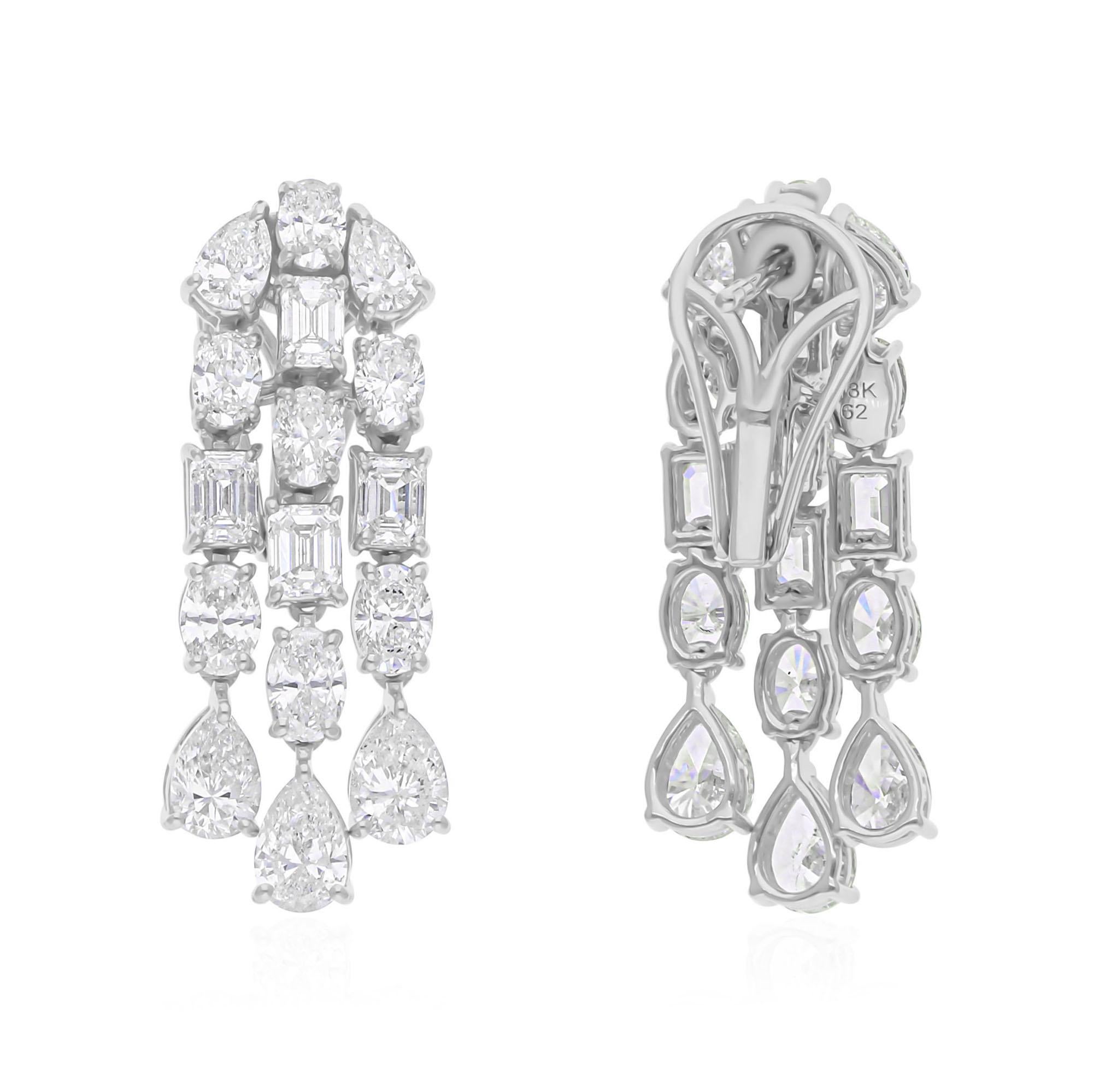 Boucles d'oreilles pendantes en or blanc massif 18K avec diamant naturel de 5,94 carats et taille mixte Neuf - En vente à Diera, Dubai