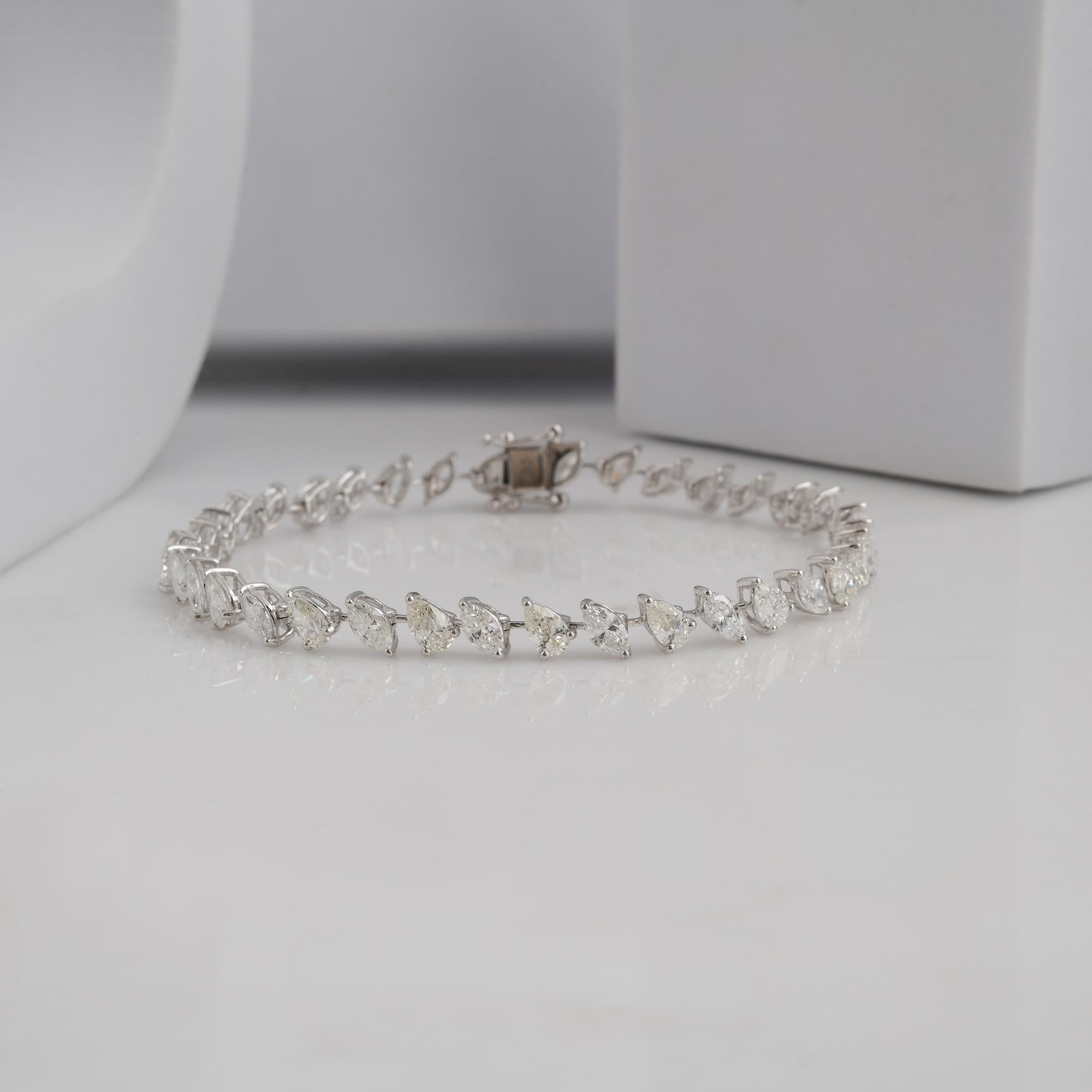 Women's Mixed Cut 6.35Ct Diamond Tennis Bracelet 14k Solid Gold Jewelry For Sale