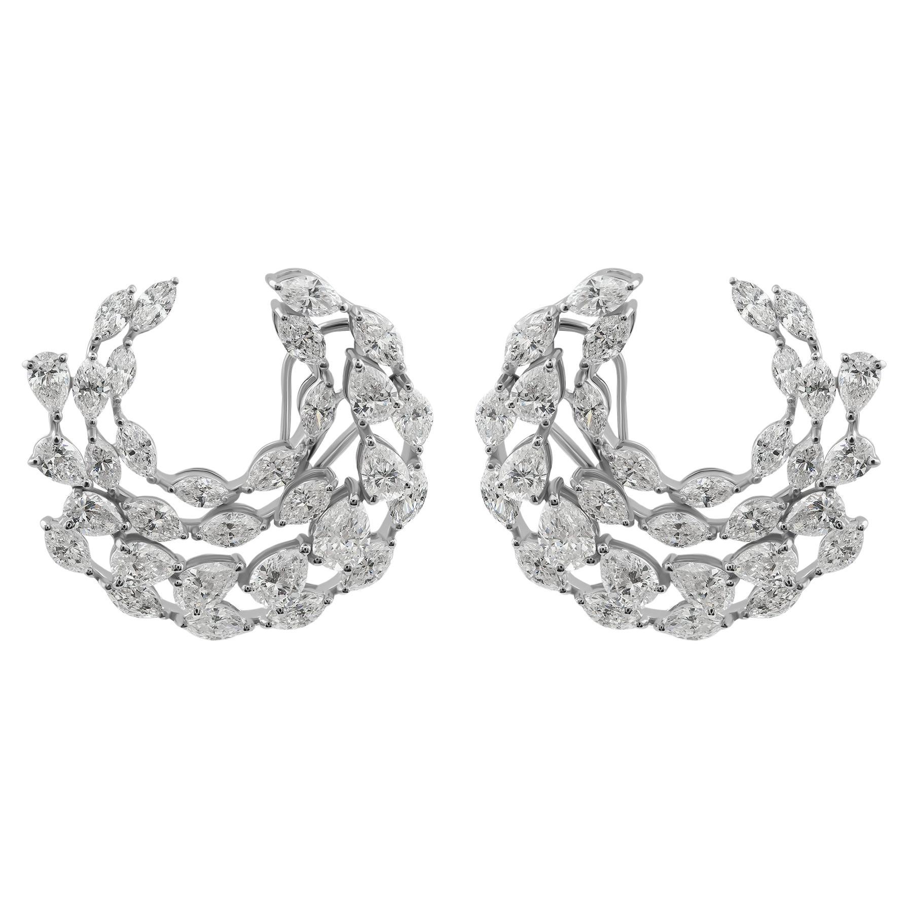 Pendientes de aro marquesa de diamante natural 7,06 quilates en oro blanco de 18 quilates