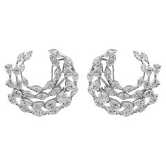 Natural Diamond Marquise Hoop Earrings 7.06 Carats in 18K White Gold