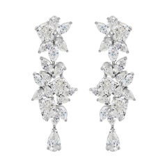 9.43 Ct Natural Diamond Cluster Chandelier Earrings 18K White Gold Fine Jewelry