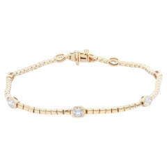 Mixed Cut Bezel 1.18ctw Diamond Bracelet 14K Yellow Gold
