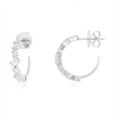 Mixed Cut Cluster 14K (or 18k upon request) Yellow Gold Hoop Earrings