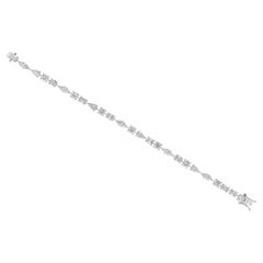 Mixed Cut Diamond 10.39 Ct Wedding Tennis Bracelet, 14K White Gold HRD Certified